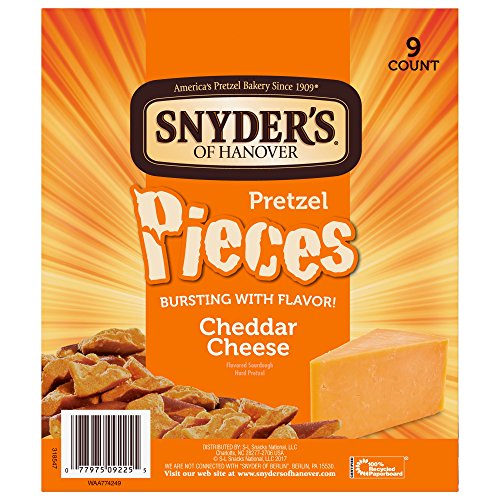 Snyder's of Hanover Pretzel Pieces, Cheddar Cheese, 2.25 oz Tubes (Pack of 9)