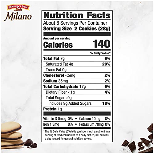 Pepperidge Farm Milano Cookies, Double Dark Chocolate, 7.5 Ounce (Pack of 3)