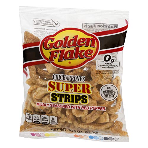 Golden Flake Super Cracklin Strip w/Red Pepper Seasoning 3 oz (Pack of 4)