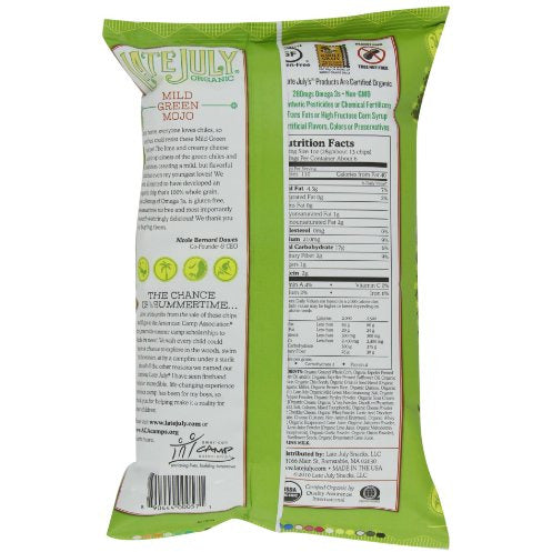 Late July organic Snacks Mild Green Mojo Multigrain Tortilla Chips, 5.5-Ounce (Pack of 6)