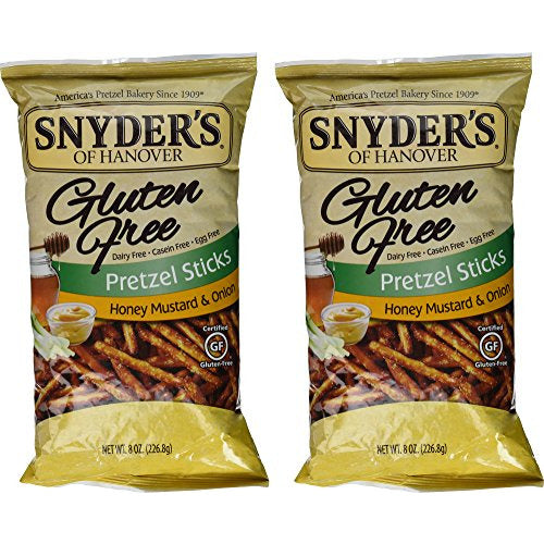 Snyder's of Hanover Gluten Free All Natural Pretzel Honey Mustard and Onion Sticks 8oz [2 Pack]