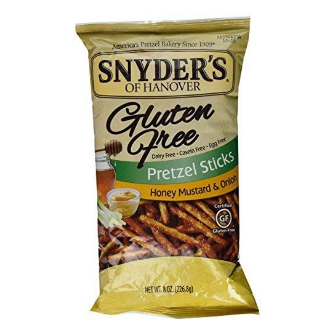 Snyder's of Hanover Gluten Free All Natural Pretzel Honey Mustard and Onion Sticks 8oz [2 Pack]