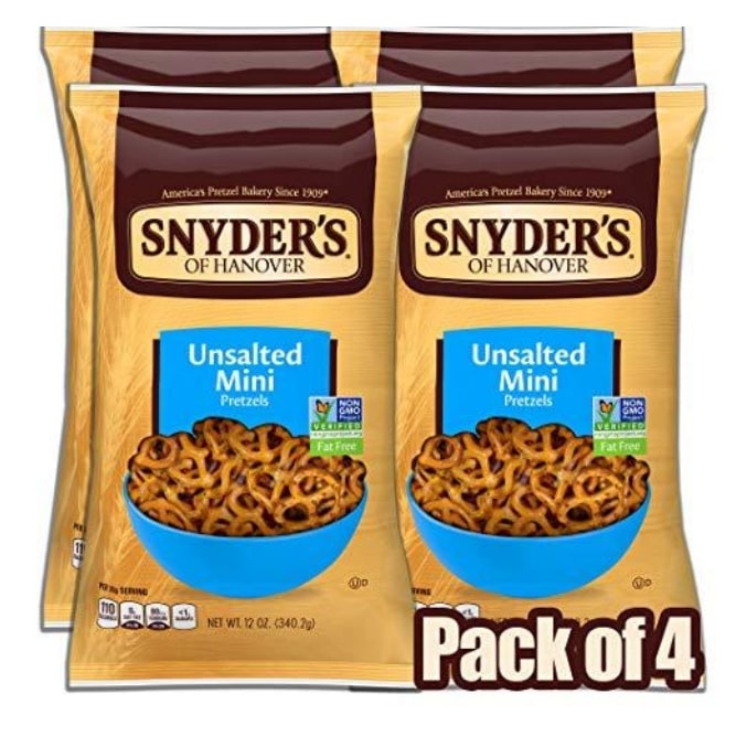 Snyder's of Hanover Mini Pretzels, Unsalted Pretzels, 12 Oz